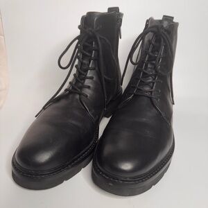 Vince Black Lace-Up Leather Boots